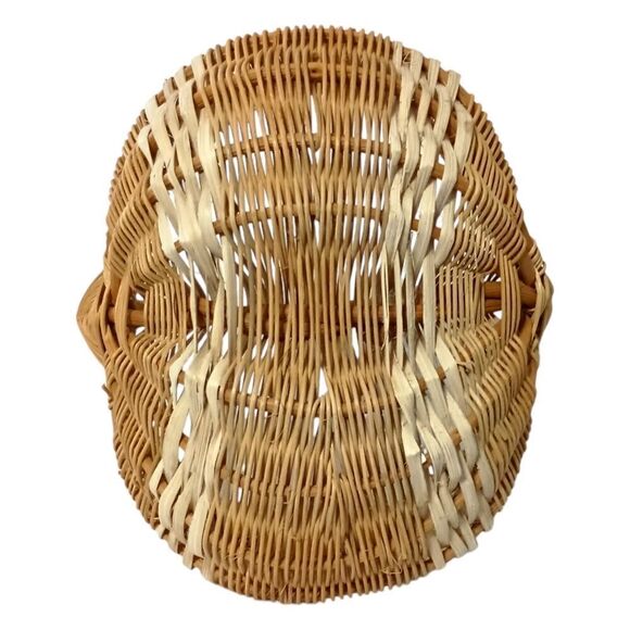 Vintage Buttocks Basket Twisted Willow Handle Eye Of God Handwoven Farmhouse - Picture 5 of 16